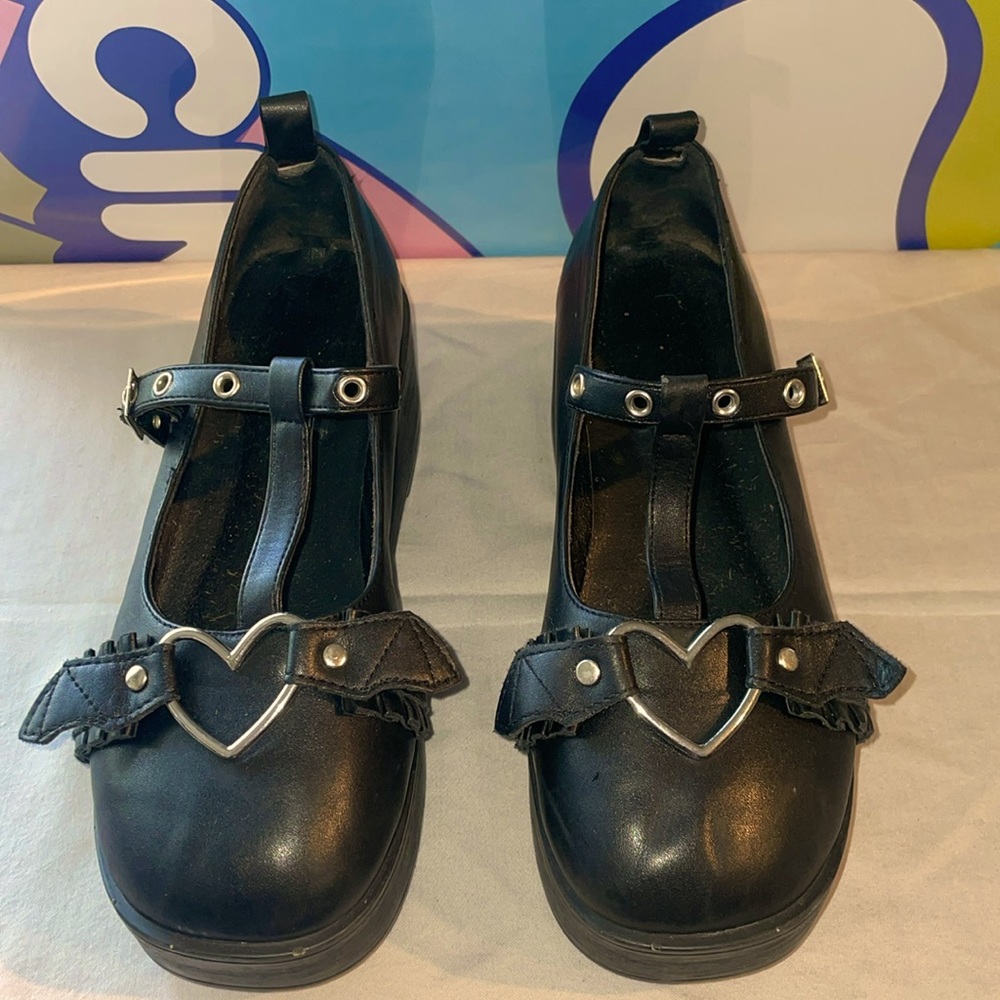 SOLD!!! Black Bat Wing Maryjane’s Goth Shoes Size 7.5